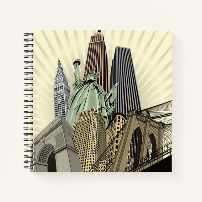 Super Stylisierte Cityscape NYC Notizbuch (Vorderseite)