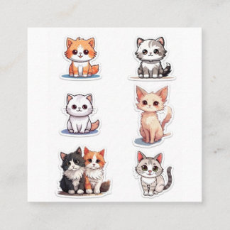 Super süße Chibi-Kätzchen-Sticker-Sammlung - Packu Quadratische Visitenkarte