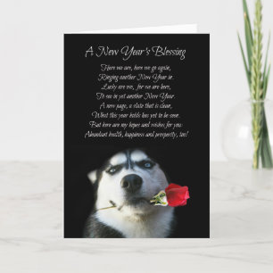 Super süße Neujahrskarte mit Husky-Hund Feiertagskarte