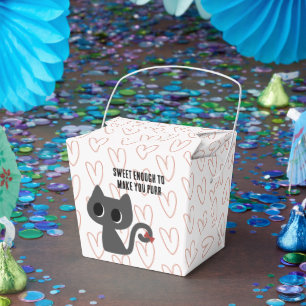 Super süße schwarze Katze und rotes Herz Geschenkschachtel