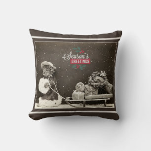Super süße vintage Weihnachtskatze Kissen
