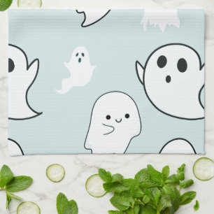 Super süße weiße Geister grüner Halloween Geschirrtuch