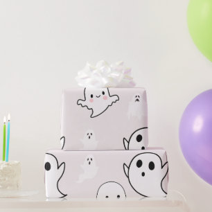 Super süße weiße Geister Hellbeiger Halloween Geschenkpapier