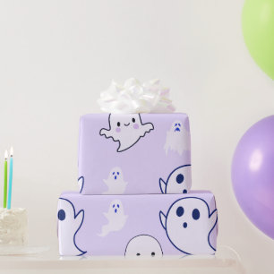 Super süße weiße Geister lila Halloween Geschenkpapier