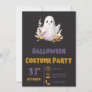 Super süßer Geist modernes Schwarz Halloween Einladung