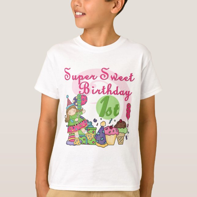Super Sweet 1. Geburtstag T - Shirt und Geschenke (Vorderseite)