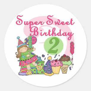 Super Sweet 2. Geburtstag T - Shirt und Geschenke Runder Aufkleber