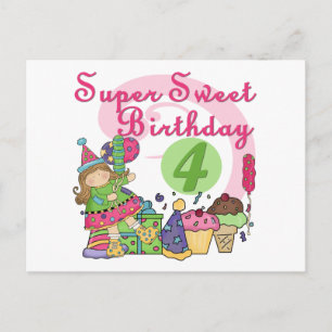 Super Sweet 4. Geburtstag T - Shirt und Geschenke Postkarte