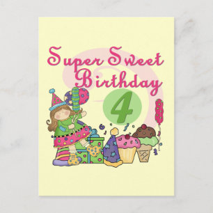 Super Sweet 4. Geburtstag T - Shirt und Geschenke Postkarte