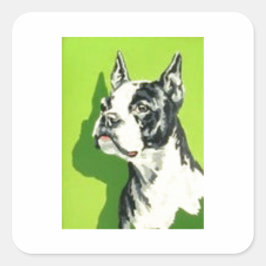Super Sweet Vintag Mid Century Boston Terrier Quadratischer Aufkleber