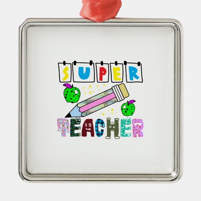 Super Teacher Ornament Aus Metall (Vorne)