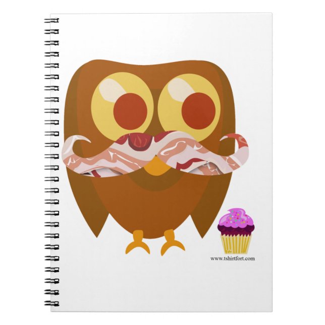 Super Trendy Bacon Mustache Owl Cartoon Notizblock (Vorderseite)