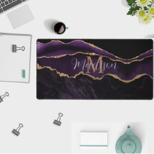 Super Trendy Lila Agate Gold Glitzer Desk Mat Schreibtischunterlage