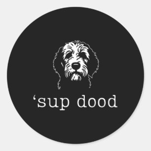 Super Typ Lustiger Doodle Hund Papa Minimalist Tie Runder Aufkleber