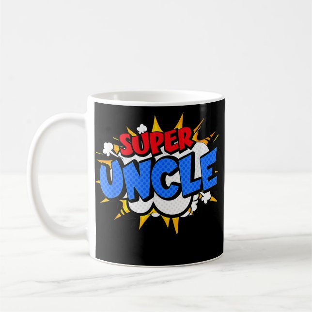 Super Uncle Funny Cool Comic Cartoon Hero Graphic Kaffeetasse (Links)