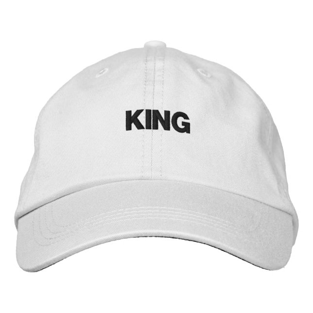 Super und fantastischer King Text White Bestickte Baseballkappe (Vorderseite)