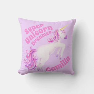 Super unicorn Traummädchen Aquarellmalerei Mädchen Kissen