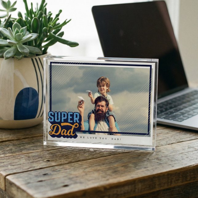 Super Vater Comic Book Foto Geschenk für Vater Kee (Super Dad Father's Day Personalized Photo Keepsake)