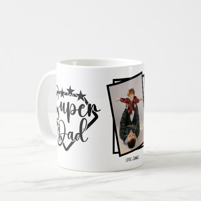 Super Vater Custom Foto Father's Geschenk Kaffeetasse (Vorderseite Links)