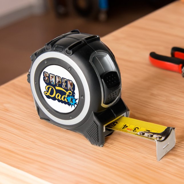 Super Vater Custom Fotos Superhero Monogram Maßband (Super Dad Custom Photos Superhero Monogram Tape Measure)