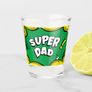 "Super Vater" Farbiges Comic Buch Pop Kunst Schnapsglas