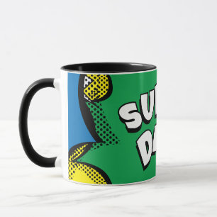 "Super Vater" Farbiges Comic Buch Pop Kunst Tasse
