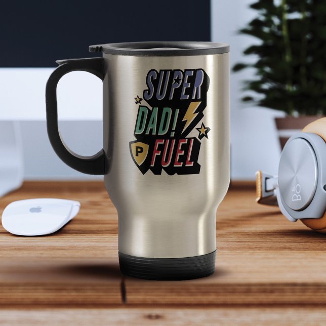 Super Vater Fuel Superhero Fun Comic Custom Monogr Reisebecher (Von Creator hochgeladen)