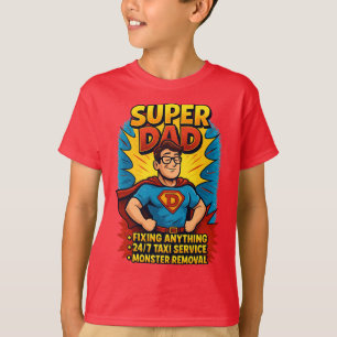 Super Vater Geschenk - Vatertag Superhero Comic T-Shirt