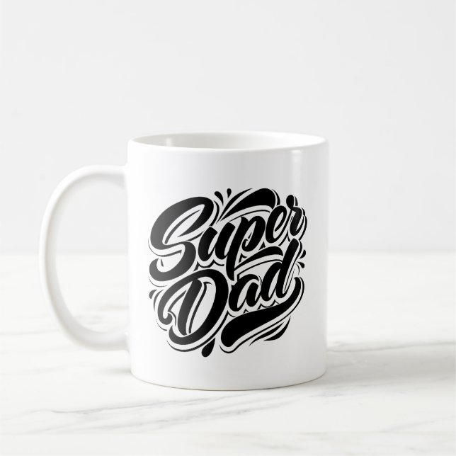 Super-Vater-Held-Typografie-Design-67888 Kaffeetasse (Links)