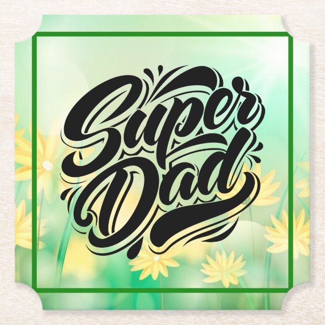 Super-Vater-Held-Typografie-Design-67888 Untersetzer (Vorderseite)
