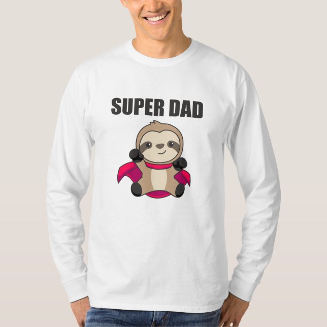Super Vater Hero Funny Sloth Vater Father T-Shirt (Vorderseite)