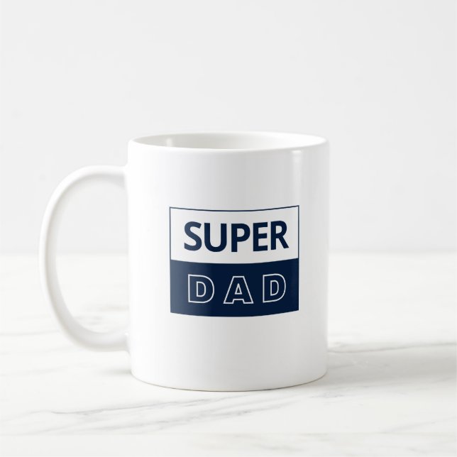 Super Vater in Blau und Weiß Kaffeetasse (Links)