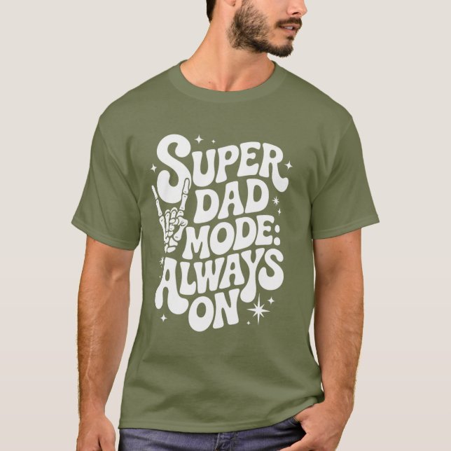 Super-Vater-Modus: Immer auf Retro-Skelett-T-Shirt T-Shirt (Vorderseite)