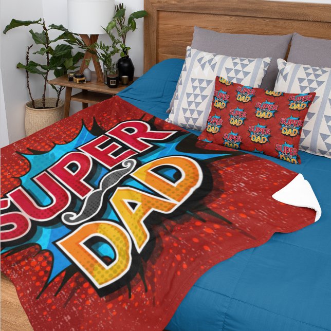 Super Vater Mustache Modern Grunge Fleecedecke (Von Creator hochgeladen)