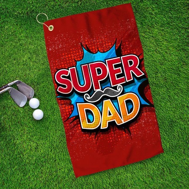 Super Vater Mustache Modern Grunge Golfhandtuch (Von Creator hochgeladen)