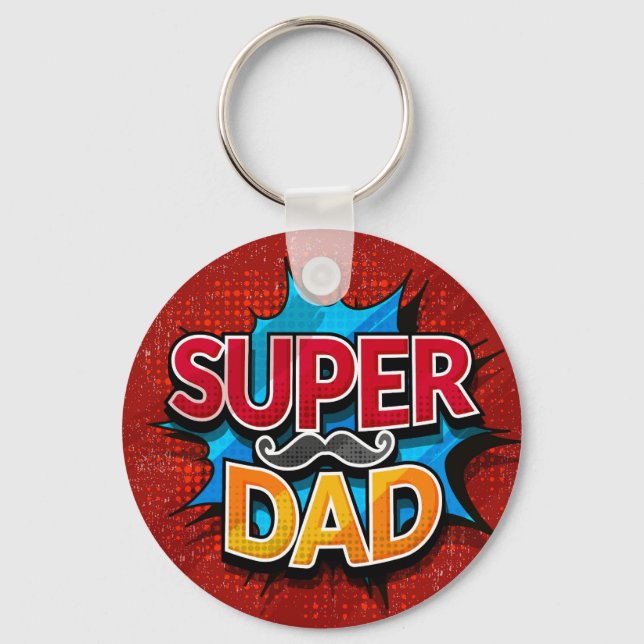 Super Vater Mustache Modern Grunge Schlüsselanhänger (Vorderseite)