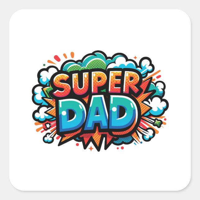 Super Vater Quadratischer Aufkleber (Vorderseite)