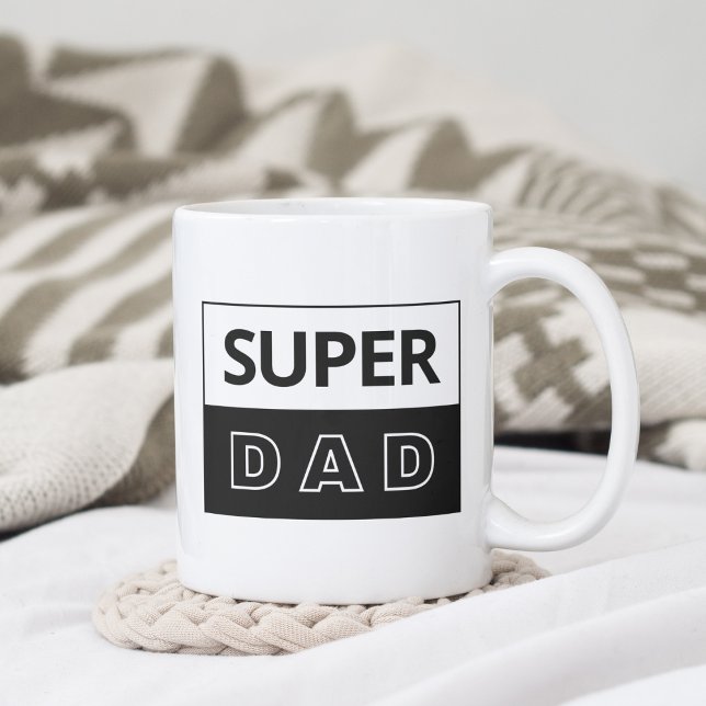 Super Vater | Schwarzer und weißer Vater Kaffeetasse (Von Creator hochgeladen)
