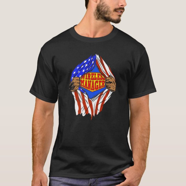 Super Wireless Manager Hero Job T-Shirt (Vorderseite)