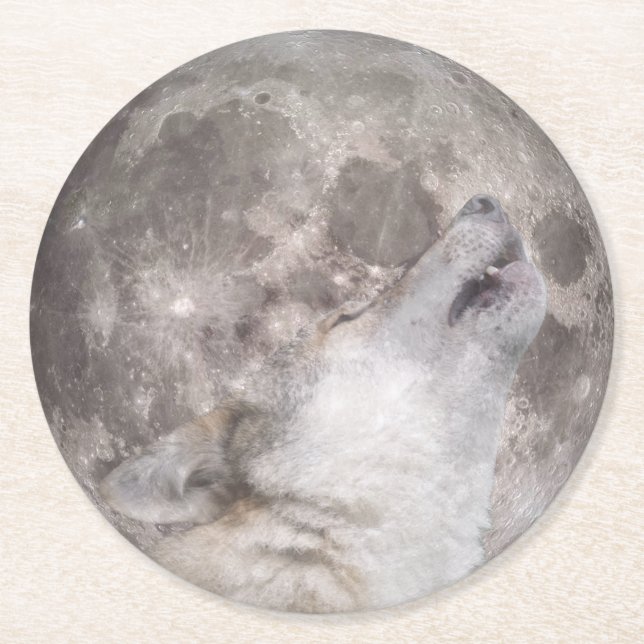 Super Wolf Moon Runder Pappuntersetzer (Vorderseite)