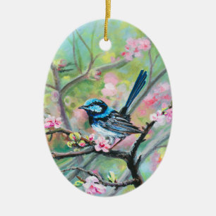 Superb Fairy Wren - Keramik Ornament