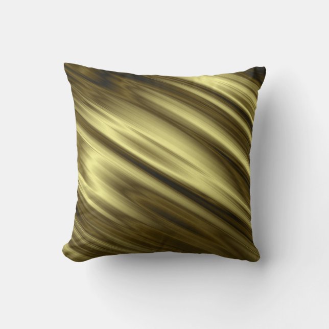 Superbe Diagonal Golden Metallic Satin Frische Pas Kissen (Vorderseite)