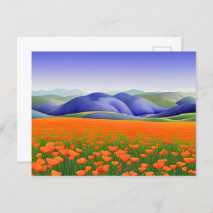 Superblumen   Surreal Poppies Landschaft Postkarte