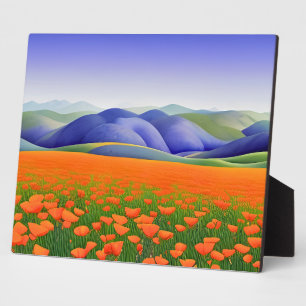 Superblumen   Surreal Poppies Landschaftstabletop Fotoplatte