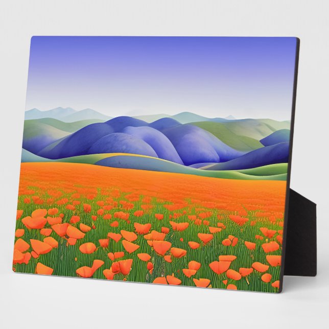 Superblumen | Surreal Poppies Landschaftstabletop Fotoplatte (Seite)