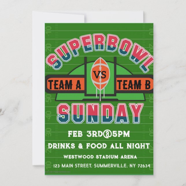 Superbowl Sonntag Einladung (Vorderseite)