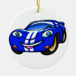 Supercar blue race Cartoon Wählen Sie die Farbe fü Keramik Ornament