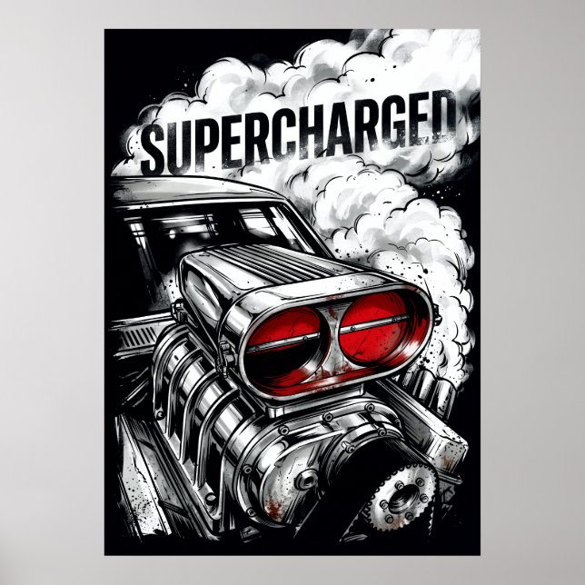 Supercharged Muscle-Car-Plakat Poster (Vorne)