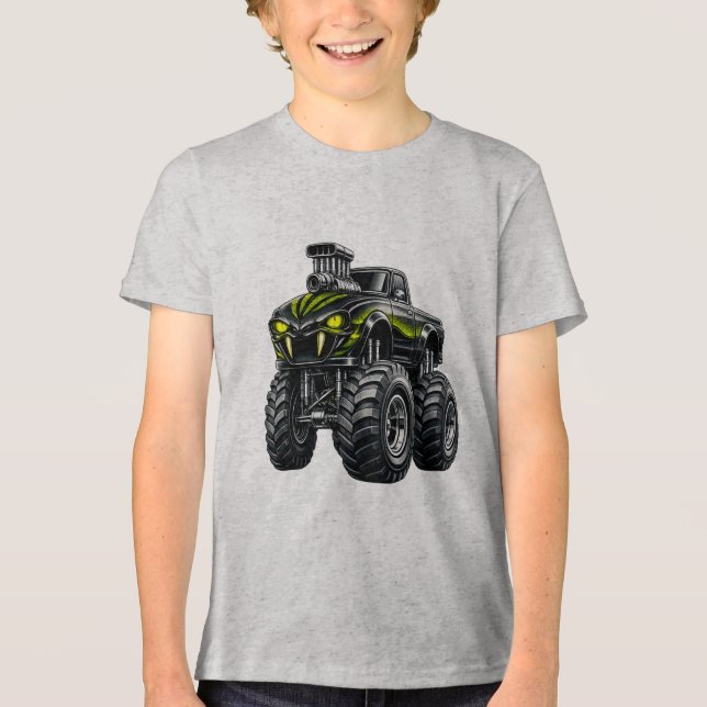 Supercharged Snake-Eye Monster Truck Tri-Blend Shirt (Vorderseite)