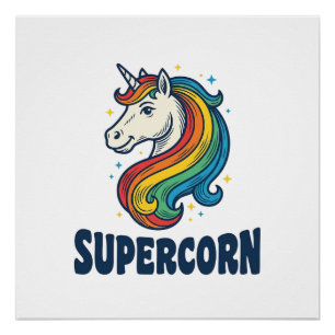 Supercorn Einhorn Vintage Gravur T-Shirt Design Poster